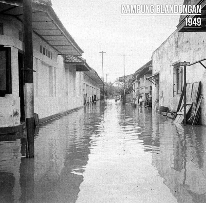 Potret Kampung Blandongan saat banjir 1949
