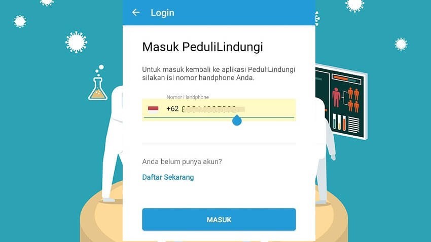 4. Login ke Aplikasi PeduliLindungi