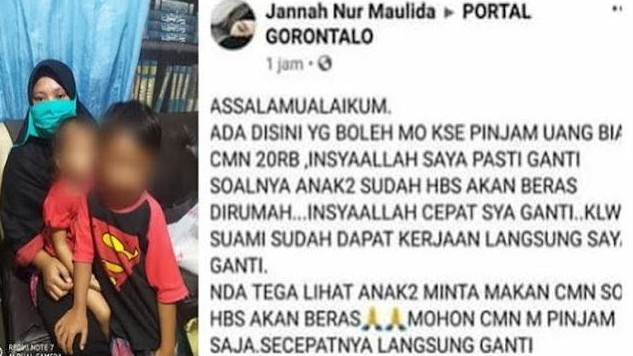Seorang Ibu Cari Pinjaman Rp 20 Ribu di Sosmed Buat Beli Beras untuk Makan Anaknya